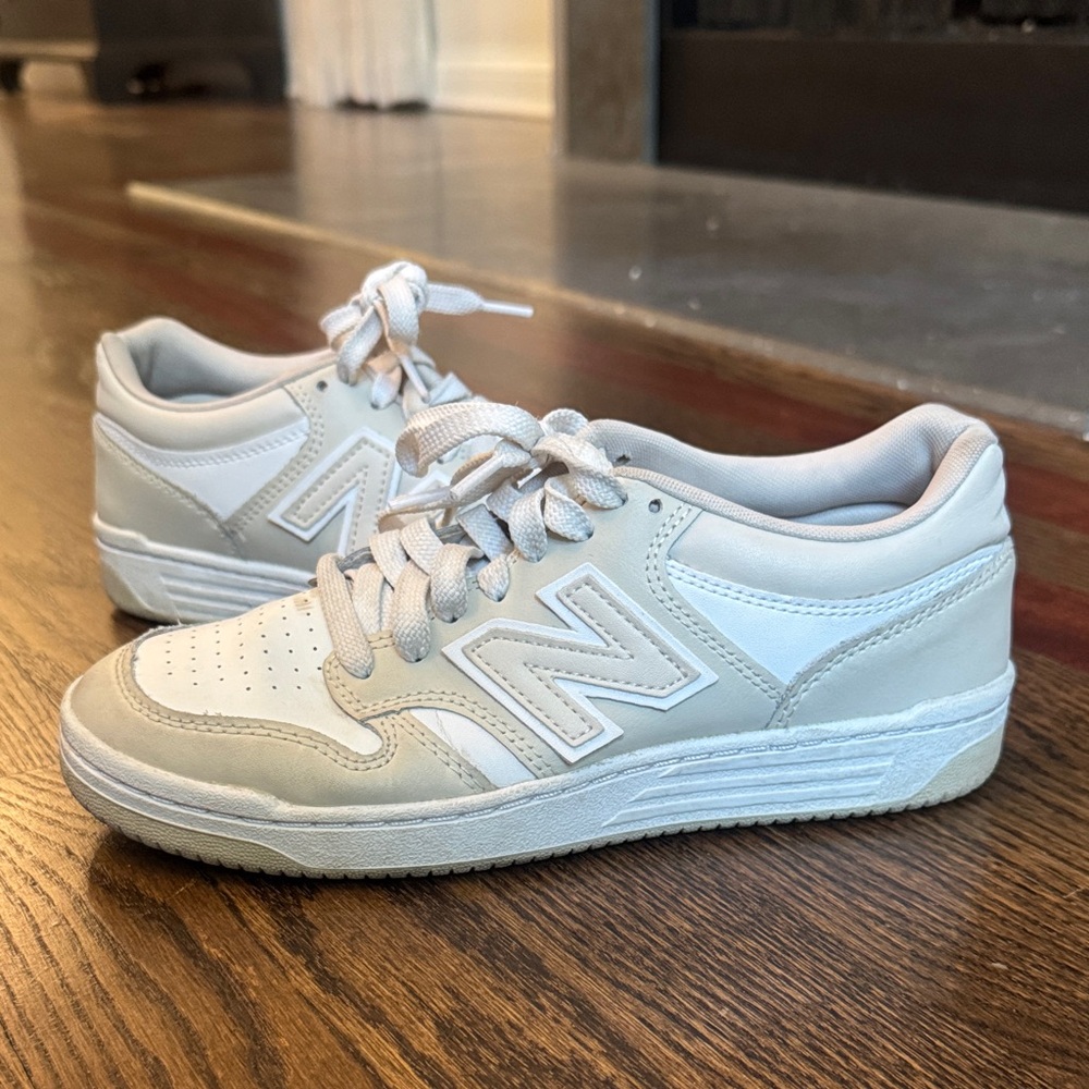 New Balance 480s Cream and White Athletic Shoes
